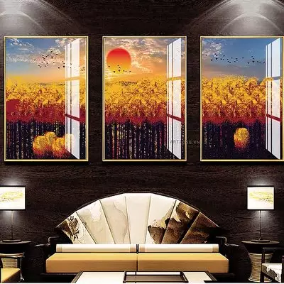 Tranh Decor phòng khách vải Canvas nhà liền kề Giá rẻ Size: 90X135-90X135-90X135 P/N: AZ3-0091-KN-CANVAS-90X135-90X135-90X135