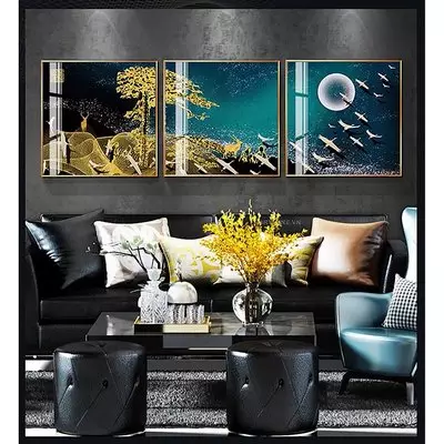 Tranh trang trí vải Canvas phòng khách Chung cư giá xưởng 60X60-60X60-60X60 cm P/N: AZ3-0117-KN-CANVAS-60X60-60X60-60X60