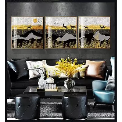 Tranh trang trí phòng khách in trên Canvas Chung cư Giá rẻ Size: 60X60-60X60-60X60 P/N: AZ3-0133-KC-CANVAS-60X60-60X60-60X60