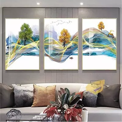 Tranh trang trí in trên vải Canvas phòng khách chung cư cao cấp giá xưởng 80*120-80*120-80*120 cm P/N: AZ3-0146-KN-CANVAS-80X120-80X120-80X120