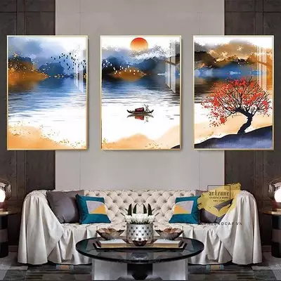 Tranh trang trí phòng khách nhà liền kề Đẹp in trên vải Canvas Size: 60*90-60*90-60*90 cm P/N: AZ3-0173-KN-CANVAS-60X90-60X90-60X90