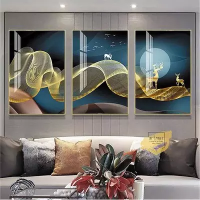 Tranh treo tường phòng khách chung cư cao cấp Đẹp vải Canvas Size: 40X60-40X60-40X60 cm P/N: AZ3-0180-KN-CANVAS-40X60-40X60-40X60