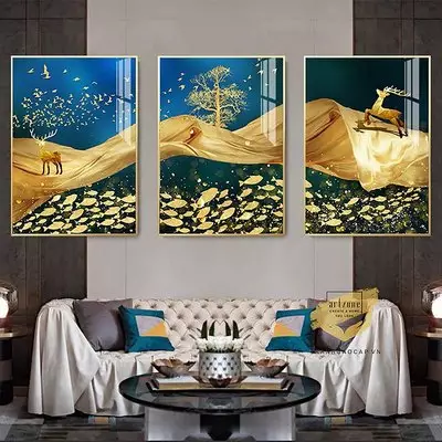 Tranh trang trí vải Canvas phòng khách Chung cư Nhẹ nhàng 40X60-40X60-40X60 cm P/N: AZ3-0183-KN-CANVAS-40X60-40X60-40X60