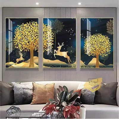Tranh trang trí phòng khách chung cư cao cấp Đẹp in trên Canvas Size: 100X150-100X150-100X150 cm P/N: AZ3-0201-KN-CANVAS-100X150-100X150-100X150