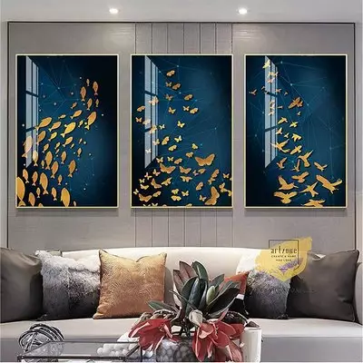 Tranh treo tường vải Canvas phòng khách Chất lượng cao 60X90-60X90-60X90 cm P/N: AZ3-0202-KN-CANVAS-60X90-60X90-60X90