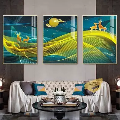 Tranh trang trí Canvas phòng khách chung cư cao cấp giá xưởng 90*135-90*135-90*135 cm P/N: AZ3-0214-KC-CANVAS-90X135-90X135-90X135