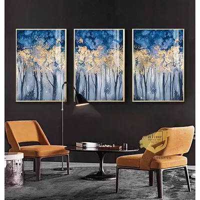 Tranh treo tường vải Canvas phòng khách chung cư cao cấp giá xưởng 80X120-80X120-80X120 cm P/N: AZ3-0221-KN-CANVAS-80X120-80X120-80X120