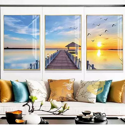 Tranh Decor phòng khách vải Canvas nhà liền kề Đơn giản Size: 90X135-90X135-90X135 P/N: AZ3-0261-KN-CANVAS-90X135-90X135-90X135