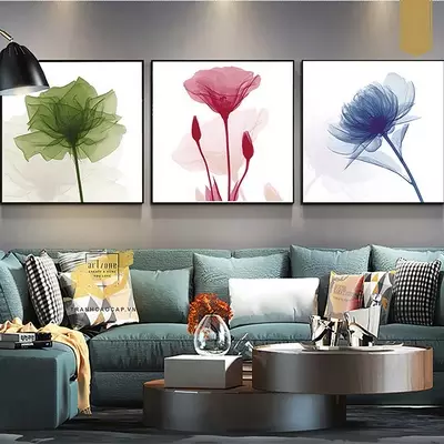 Tranh treo tường vải Canvas phòng khách chung cư cao cấp giá xưởng 60X60-60X60-60X60 cm P/N: AZ3-0330-KN-CANVAS-60X60-60X60-60X60