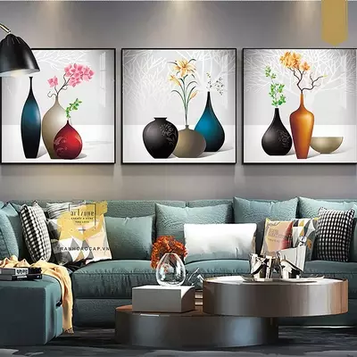 Tranh Decor phòng khách Canvas nhà liền kề Giá rẻ Size: 70*70-70*70-70*70 P/N: AZ3-0334-KN-CANVAS-70X70-70X70-70X70