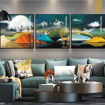 Tranh treo tường in trên Canvas phòng khách chung cư cao cấp giá xưởng 50X50-50X50-50X50 cm P/N: AZ3-0349-KC-CANVAS-50X50-50X50-50X50