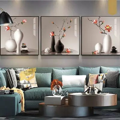 Tranh Decor phòng khách in trên vải Canvas chung cư cao cấp Giá rẻ Size: 90*90-90*90-90*90 P/N: AZ3-0358-KC-CANVAS-90X90-90X90-90X90