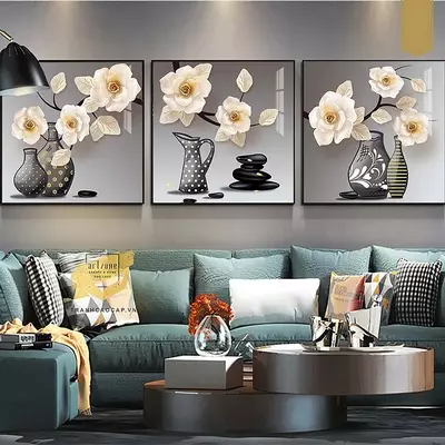 Tranh vải Canvas trang trí phòng khách chung cư cao cấp Chất lượng cao 90X90-90X90-90X90 P/N: AZ3-0360-KC-CANVAS-90X90-90X90-90X90
