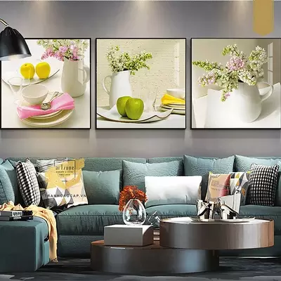Tranh trang trí phòng khách Chung cư Đẹp vải Canvas Size: 80X80-80X80-80X80 cm P/N: AZ3-0365-KN-CANVAS-80X80-80X80-80X80