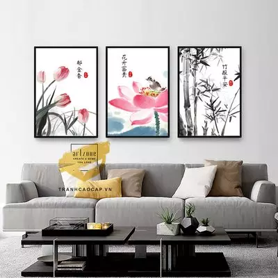 Tranh vải Canvas trang trí phòng khách chung cư cao cấp Chất lượng cao 40X60-40X60-40X60 P/N: AZ3-0471-KC-CANVAS-40X60-40X60-40X60