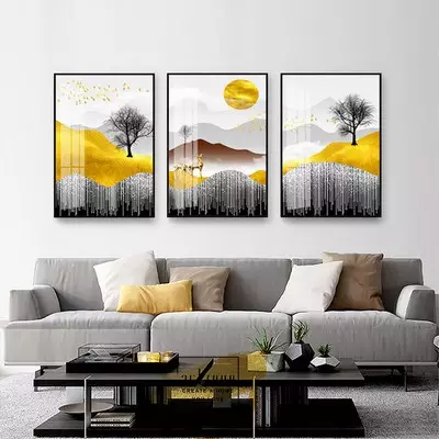 Tranh trang trí vải Canvas phòng khách chung cư cao cấp giá xưởng 100X150-100X150-100X150 cm P/N: AZ3-0985-KN-CANVAS-100X150-100X150-100X150