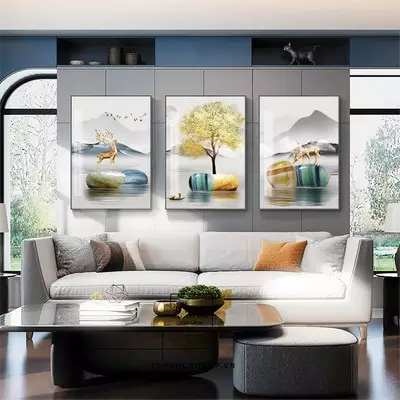 Tranh treo tường phòng khách in trên Mica Đài loan chung cư cao cấp Giá rẻ Size: 100X150-100X150-100X150 P/N: AZ3-1010-KC-MICA-100X150-100X150-100X150