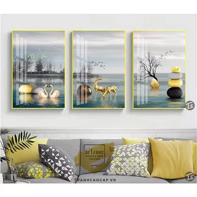 Tranh trang trí phòng khách in trên vải Canvas Chung cư Giá rẻ Size: 40*60-40*60-40*60 P/N: AZ3-1034-KC-CANVAS-40X60-40X60-40X60