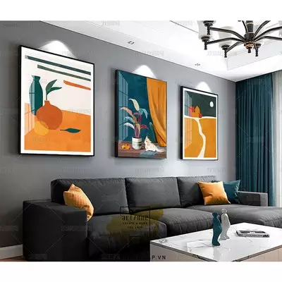 Tranh trang trí phòng khách in trên vải Canvas chung cư cao cấp Đơn giản Size: 90*135-90*135-90*135 P/N: AZ3-1268-KN-CANVAS-90X135-90X135-90X135