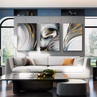 Tranh Decor vải Canvas phòng khách chung cư cao cấp giá xưởng 100X150-100X150-100X150 cm P/N: AZ3-1289-KN-CANVAS-100X150-100X150-100X150