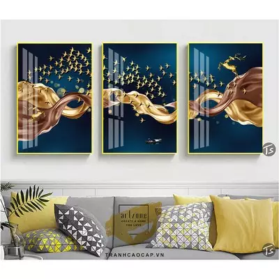 Tranh trang trí in trên Canvas phòng khách chung cư cao cấp giá xưởng 40X60-40X60-40X60 cm P/N: AZ3-1340-KN-CANVAS-40X60-40X60-40X60