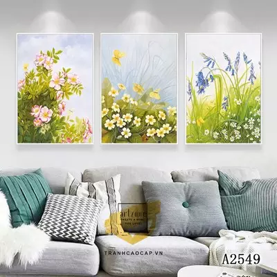 Tranh trang trí phòng khách in trên vải Canvas nhà liền kề Giá rẻ Size: 70*105-70*105-70*105 P/N: AZ3-0633-KN-CANVAS-70X105-70X105-70X105