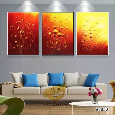 Tranh trang trí in trên Canvas phòng khách chung cư cao cấp giá xưởng 40X60-40X60-40X60 cm P/N: AZ3-0692-KN-CANVAS-40X60-40X60-40X60