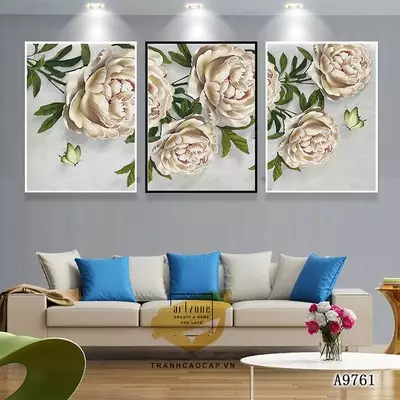 Tranh treo tường in trên vải Canvas phòng khách chung cư cao cấp giá xưởng 40*60-40*60-40*60 cm P/N: AZ3-0694-KN-CANVAS-40X60-40X60-40X60