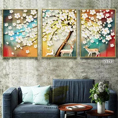 Tranh vải Canvas treo tường phòng khách Đẹp 60X90-60X90-60X90 P/N: AZ3-0706-KC-CANVAS-60X90-60X90-60X90