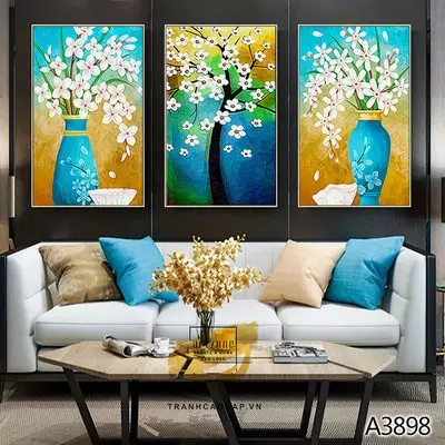 Tranh treo tường Canvas phòng khách chung cư cao cấp giá xưởng 40*60-40*60-40*60 cm P/N: AZ3-1090-KN-CANVAS-40X60-40X60-40X60