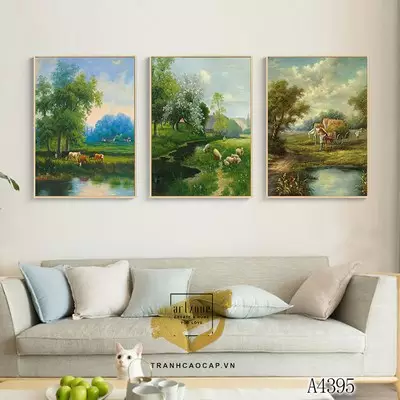 Tranh trang trí phòng khách in trên vải Canvas chung cư cao cấp Đơn giản Size: 100*150-100*150-100*150 P/N: AZ3-0867-KC-CANVAS-100X150-100X150-100X150