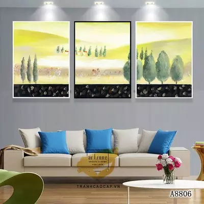 Tranh Decor vải Canvas phòng khách chung cư cao cấp giá xưởng 40X60-40X60-40X60 cm P/N: AZ3-0888-KN-CANVAS-40X60-40X60-40X60