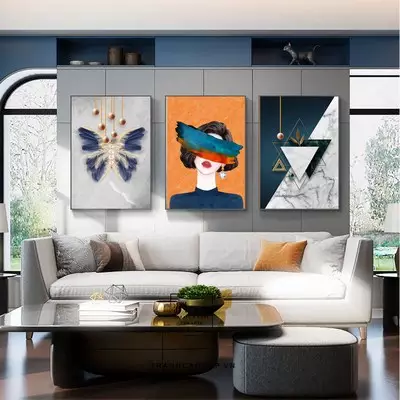 Tranh Decor vải Canvas phòng khách chung cư cao cấp giá xưởng 40X60-40X60-40X60 cm P/N: AZ3-0528-KN-CANVAS-40X60-40X60-40X60