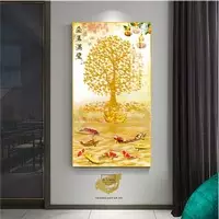 Tranh Hoa lá, Khung Nhôm, Tranh in trên Canvas Size: 40X80 cm P/N: AZ1-2880-KN-CANVAS-40X80