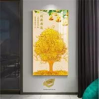 Tranh Hoa lá, Khung Nhôm, Tranh in trên Canvas 50*100 cm P/N: AZ1-2888-KN-CANVAS-50X100