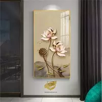 Tranh Hoa lá, Khung Nhôm, Tranh in trên Mica 55*110 cm P/N: AZ1-1767-KN-MICA-55X110