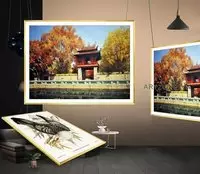 Tranh Phong cảnh Hà Nội xưa Decor tiệm cafe cổ điển in trên vải Canvas Kích thước: 90*60 cm P/N: AZ1-0025-KN-CANVAS-90X60