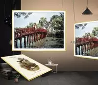 Tranh treo tường trang trí Quán cafe Phong cảnh Hà Nội xưa vải Canvas Cao cấp 120X80 cm P/N: AZ1-0032-KN-CANVAS-120X80
