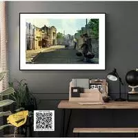 Tranh trang trí treo tường tiệm Cafe Hà Nội xưa vải Canvas cổ điển 120X80 cm P/N: AZ1-0992-KN-CANVAS-120X80