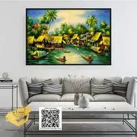 Tranh treo tường đơn giản Phong cảnh Làng quê Việt Nam Canvas Kích thước: 90*60 cm P/N: AZ1-0147-KN-CANVAS-90X60
