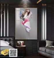 Tranh treo tường Decor Quán Cafe chân dung thiếu nữ in trên Mica tinh tế 40*60 cm P/N: AZ1-0867-KN-MICA-40X60