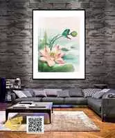 Tranh hoa lá trang trí in trên vải Canvas Nhà hàng Giá rẻ Size: 50*75 P/N: AZ1-0894-KN-CANVAS-50X75