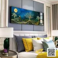 Tranh Decor Canvas phòng ngủ khách sạn Nhẹ nhàng 165*55 cm P/N: AZ1-0729-KC5-CANVAS-165X55