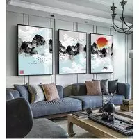 Tranh Decor vải Canvas phòng khách chung cư cao cấp giá xưởng 60X90-60X90-60X90 cm P/N: AZ3-0096-KN-CANVAS-60X90-60X90-60X90