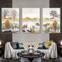 Tranh trang trí phòng khách nhà liền kề Đẹp vải Canvas Size: 60X90-60X90-60X90 cm P/N: AZ3-0191-KN-CANVAS-60X90-60X90-60X90