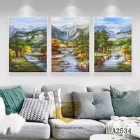 Tranh trang trí vải Canvas phòng khách Đẹp 90X135-90X135-90X135 cm P/N: AZ3-0845-KC-CANVAS-90X135-90X135-90X135