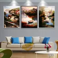 Tranh vải Canvas treo tường phòng khách chung cư cao cấp Bền 80X120-80X120-80X120 P/N: AZ3-0797-KC-CANVAS-80X120-80X120-80X120