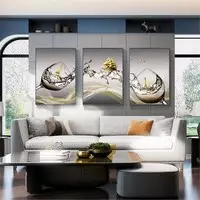 Tranh Decor phòng khách chung cư cao cấp Tinh tế vải Canvas Size: 100X150-100X150-100X150 cm P/N: AZ3-1158-KN-CANVAS-100X150-100X150-100X150