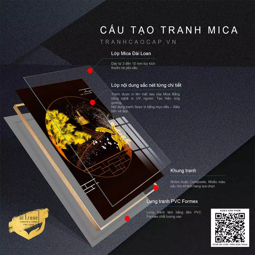Tranh Mica Phong Cảnh Bên Khung Cửa và Ánh Trăng Rằm