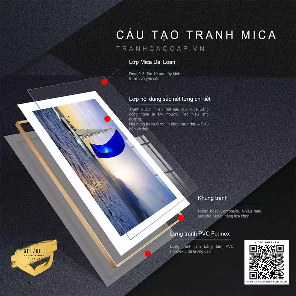 Tranh Mica Phong cảnh Cảnh buồm no gió trên biển